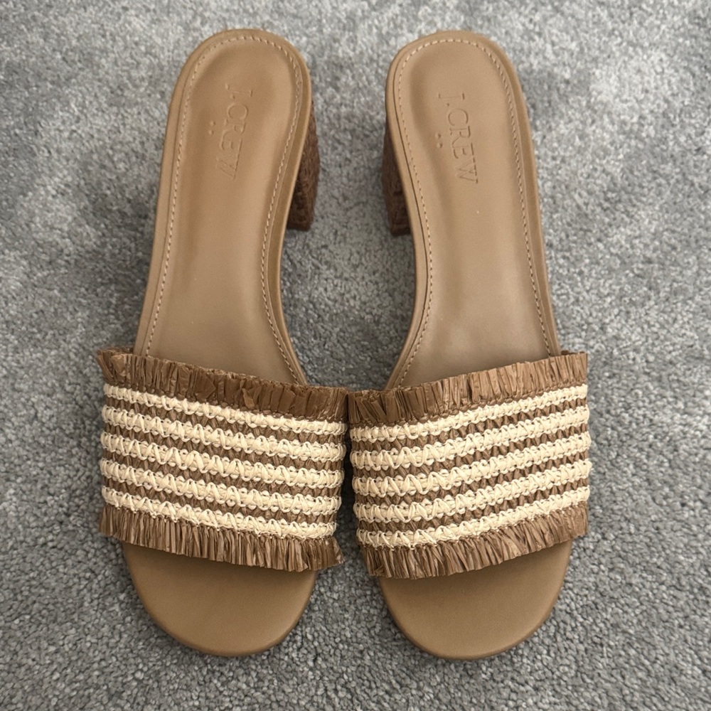 J. Crew Tan and Cream Women's Mules